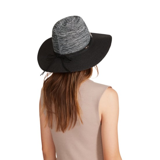 TWO TONED STRAW HAT BLACK