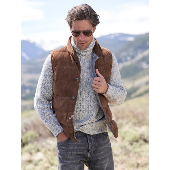 SUEDE QUILTED DOWN VEST