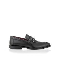 MEN`S DOUBLE BUCKLE LOAFERS ALESSANDRO BLACK