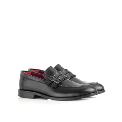 MEN`S DOUBLE BUCKLE LOAFERS ALESSANDRO BLACK